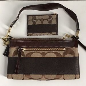 Cute brown Coach purse with small wallet to match